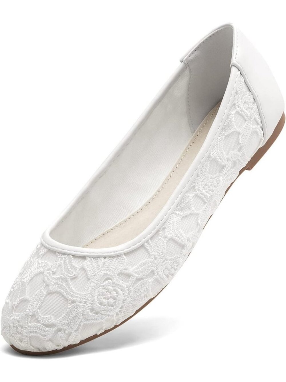 Comfortable Floral Ballet Flats for Women - Round Toe Slip-On Shoes for Casual